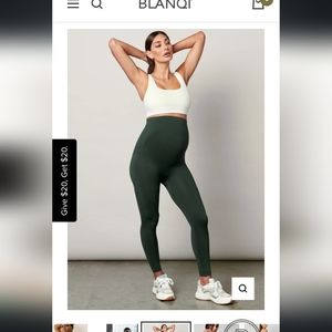 Blanqi Maternity Belly Support Leggings in Forest Night/Green (Size X Large)